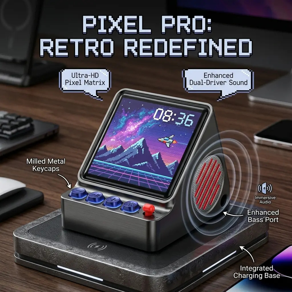 Retro Gaming Desk Setup - Haut-parleur portable à affichage LED programmable