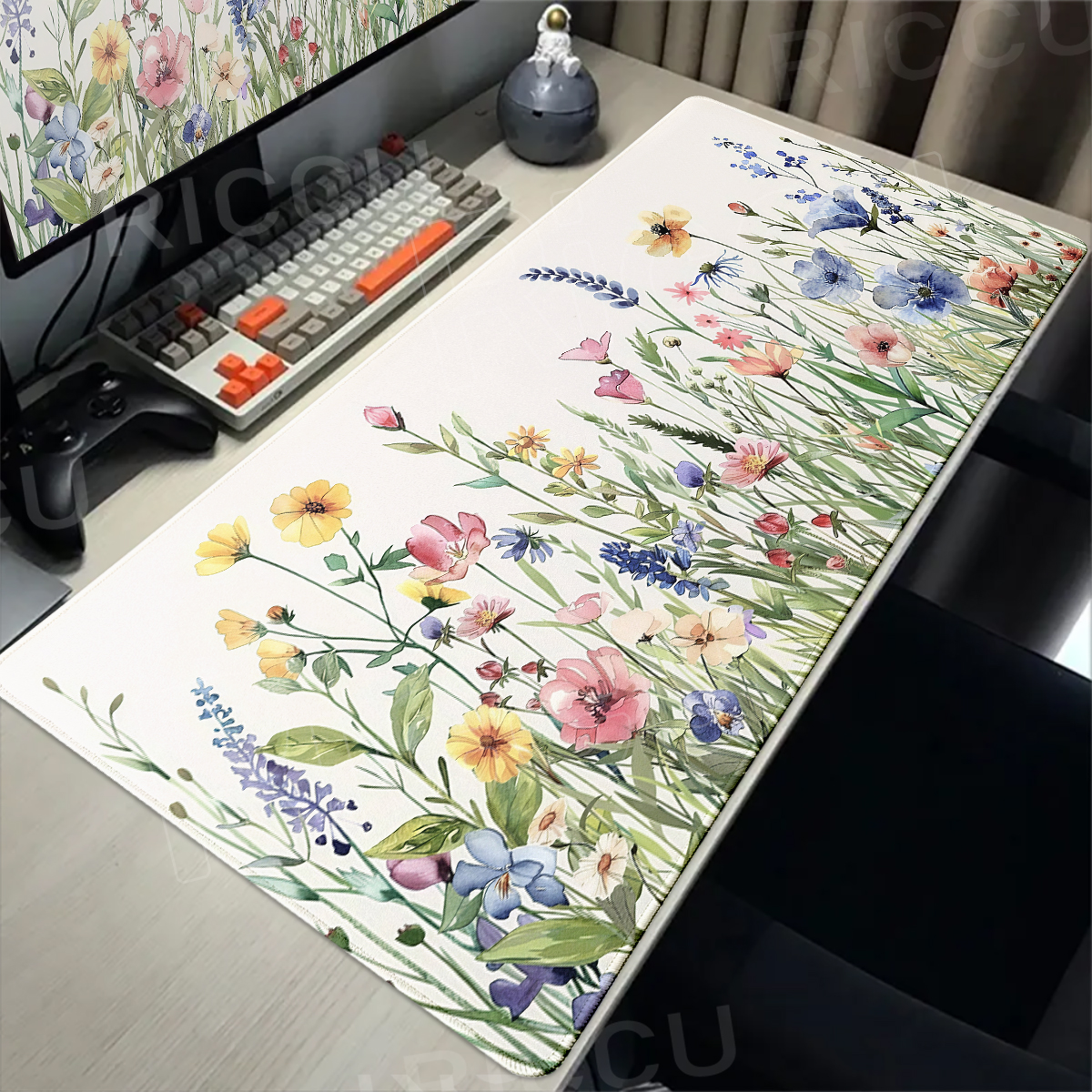 Retro Gaming Desk Setup - Tapis de bureau rétro à motif