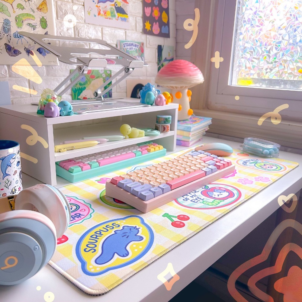 Tapis de bureau Fruit Kitty, t - Retro Gaming Desk Setup avis et prix