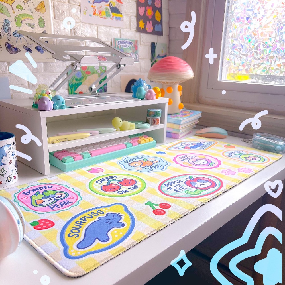 Tapis de bureau Fruit Kitty, t - Retro Gaming Desk Setup avis et prix